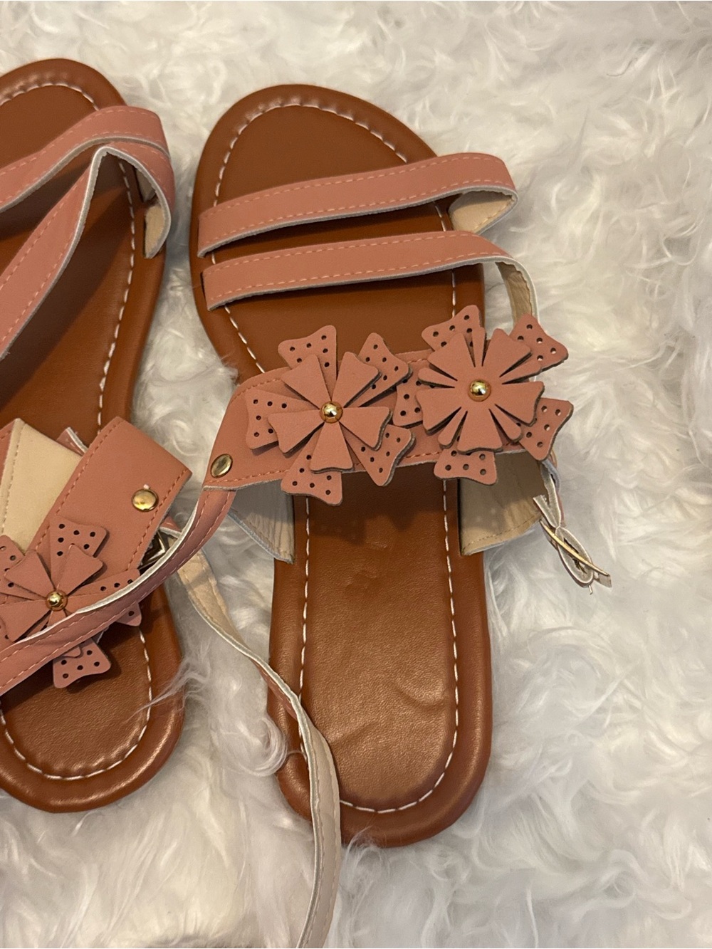 Women’s Pink Floral Strap Sandals